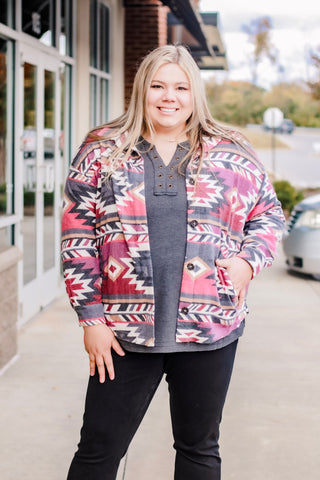 Wild West Shacket in Burgundy