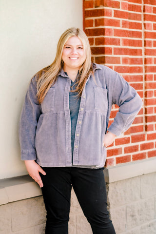 Corduroy Flare Button Down