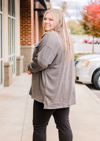 The Best Friend Shacket in Ash Grey
