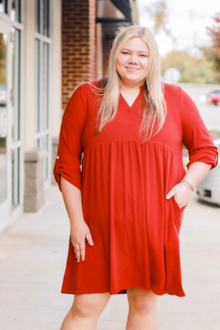 Ribbed in Love Rust Dress
