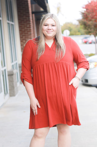 Ribbed in Love Rust Dress