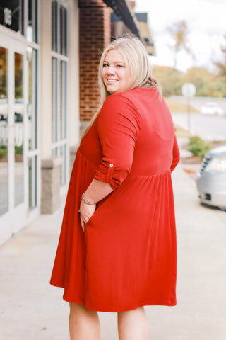 Ribbed in Love Rust Dress
