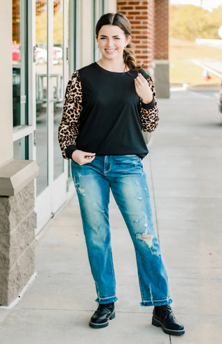 A Side of Leopard Long Sleeve Top