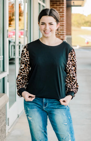 A Side of Leopard Long Sleeve Top
