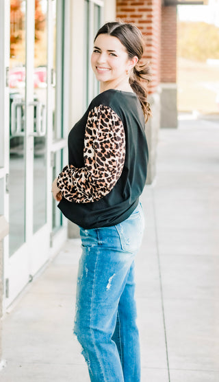 A Side of Leopard Long Sleeve Top
