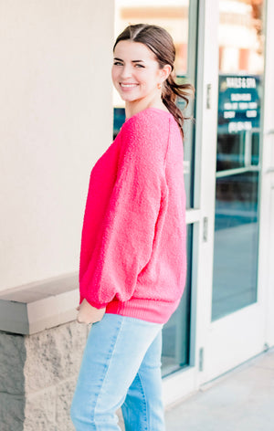 Home Away from Home Cozy Sweater in Pink
