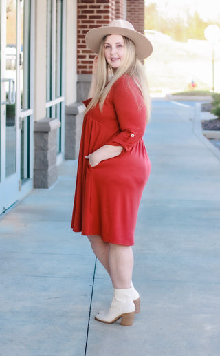 Ribbed in Love Rust Dress