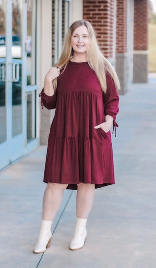 Plum Pretty Ribbed Tiered Dress