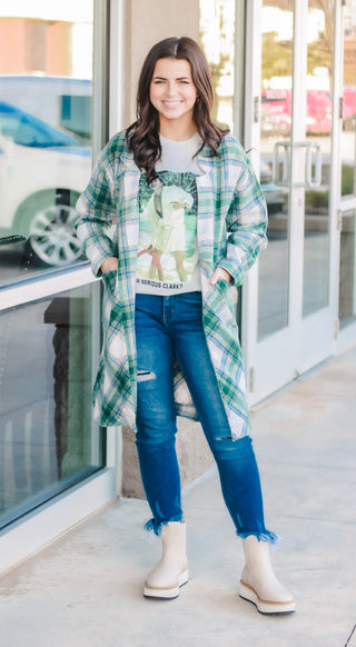 Christmas Tree Lighting Long Line Shacket