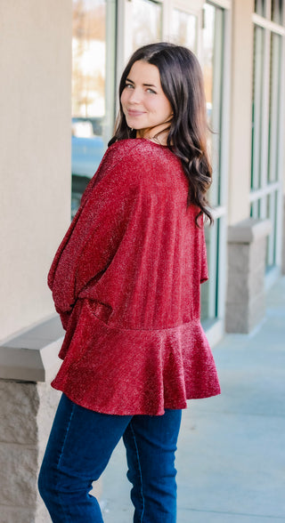 Life of the Party Shimmer Blouse in Wine
