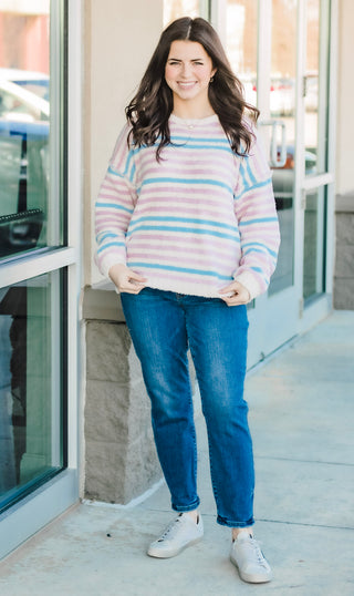 Candy Stripes Sweater in Blue/White