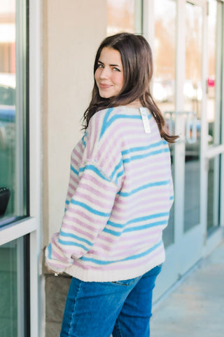 Candy Stripes Sweater in Blue/White