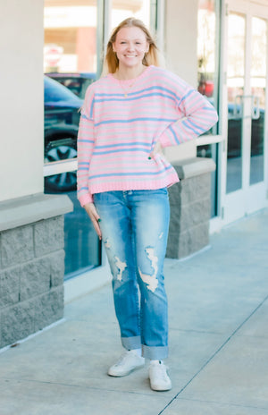 Candy Stripes Sweater in Pink/Blue