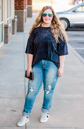 Say You Will Mineral Washed Tee in Charcoal