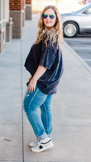 Say You Will Mineral Washed Tee in Charcoal