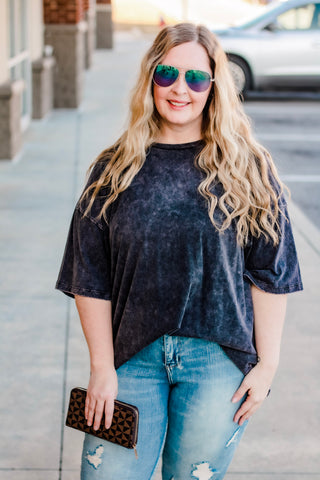 Say You Will Mineral Washed Tee in Charcoal