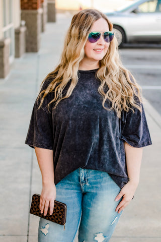 Say You Will Mineral Washed Tee in Charcoal