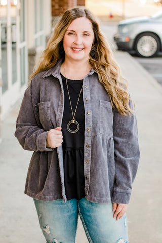 Corduroy Flare Button Down