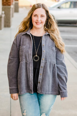 Corduroy Flare Button Down