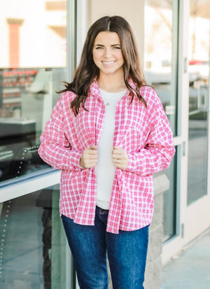 Pretty in Pink Plaid Blouse