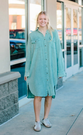 Day Date Dress in Dusty Blue