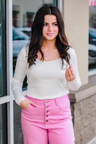 You Flatter Me Scoop Neck Top in White