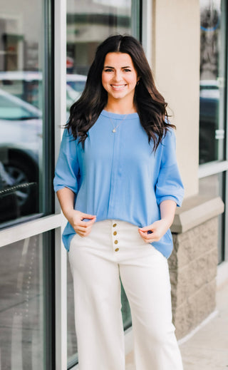 Ready for Spring Ribbed Top in Spring Blue