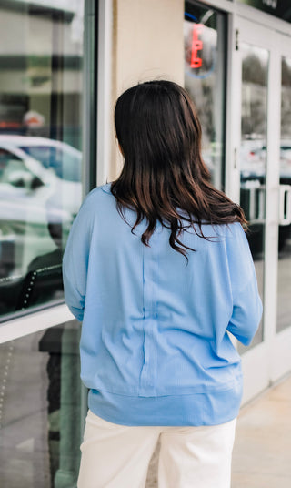 Ready for Spring Ribbed Top in Spring Blue