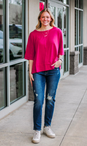 Ready for Spring Ribbed Top in Magenta