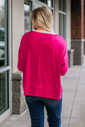 Ready for Spring Ribbed Top in Magenta