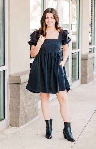 She's Sassy Black Denim Dress