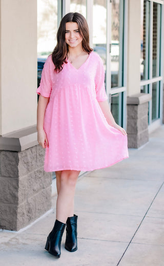 My Forever Pick Swiss Dot Dress in Dark Pink