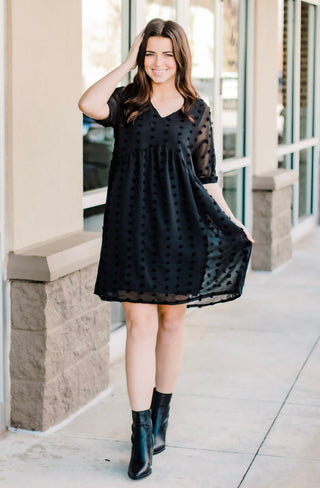My Forever Pick Swiss Dot Dress in Black