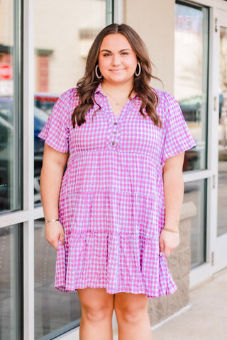 Gingham Girl Purple/Blue Dress