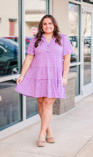 Gingham Girl Purple/Blue Dress