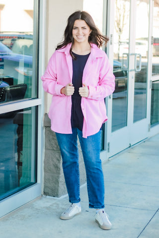 I Chose This Corduroy Shacket in Pink