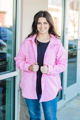 I Chose This Corduroy Shacket in Pink