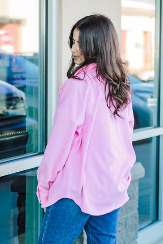 I Chose This Corduroy Shacket in Pink