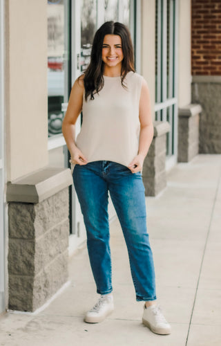 Down For It Ribbed Tank in Oatmeal