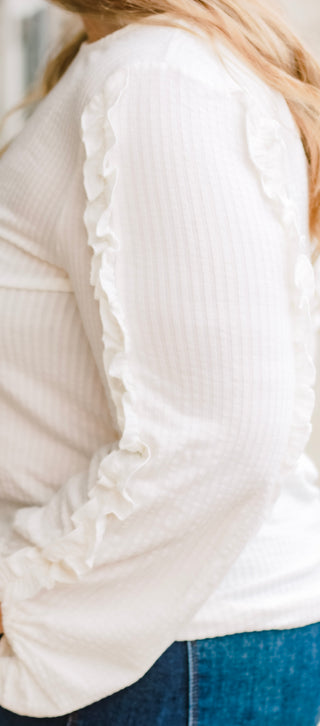 Just Frilled Ruffle Sleeve Top