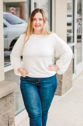 Just Frilled Ruffle Sleeve Top