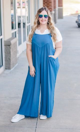Tell Me About It Teal Blue Overalls