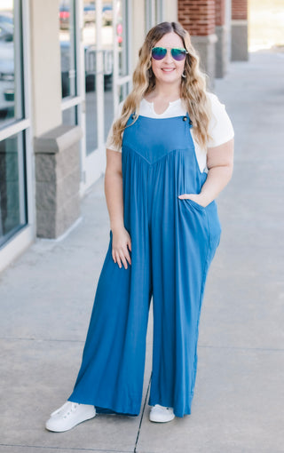 Tell Me About It Teal Blue Overalls