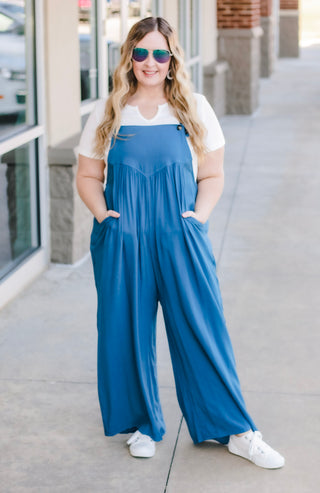 Tell Me About It Teal Blue Overalls