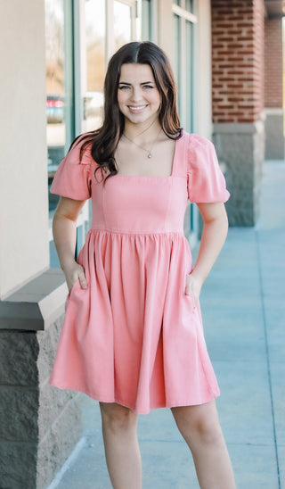 She's Sassy Coral Denim Dress