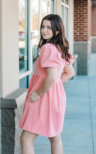 She's Sassy Coral Denim Dress