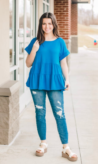 French Riviera Tiered Top in Blue