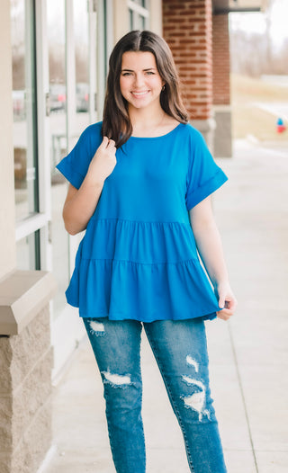 French Riviera Tiered Top in Blue