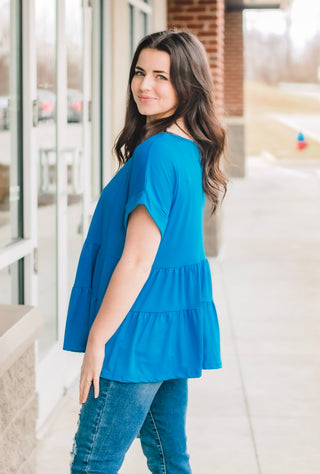 French Riviera Tiered Top in Blue