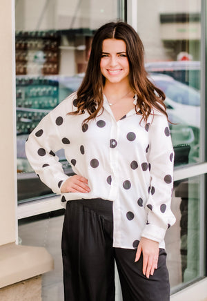 Darling Dot Button Up Top